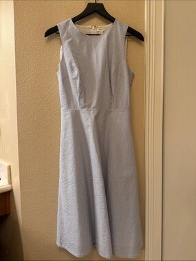 J. Crew Light Blue Seersucker Midi Dress